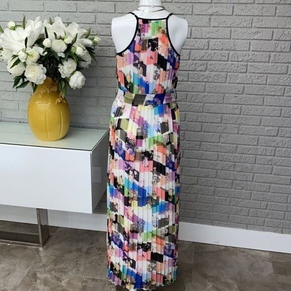 Bar III Colorful Belted Pleated Summer Maxi Dress Size S - Picture 5 of 11